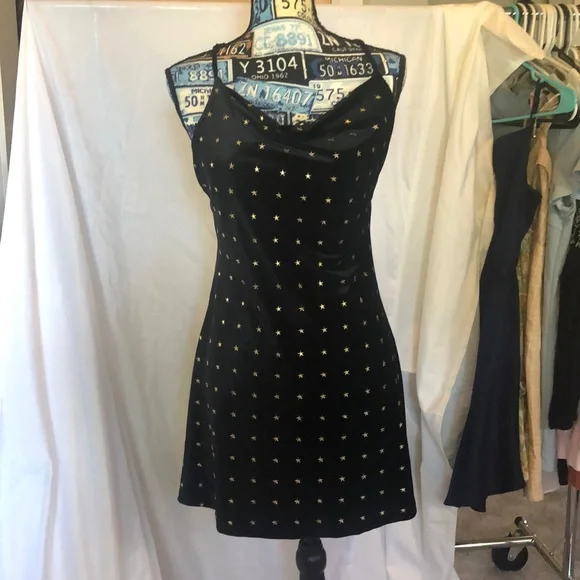 Em and Elle | Dresses | Black Starry Night Cowel Neck Going Out Dress |  Poshmark